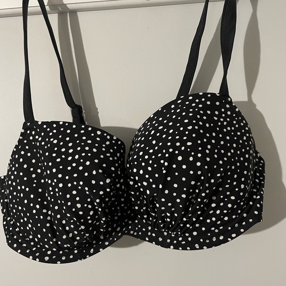 Flirtelle 36F swimsuit black polka dot high waisted - Picture 1 of 4